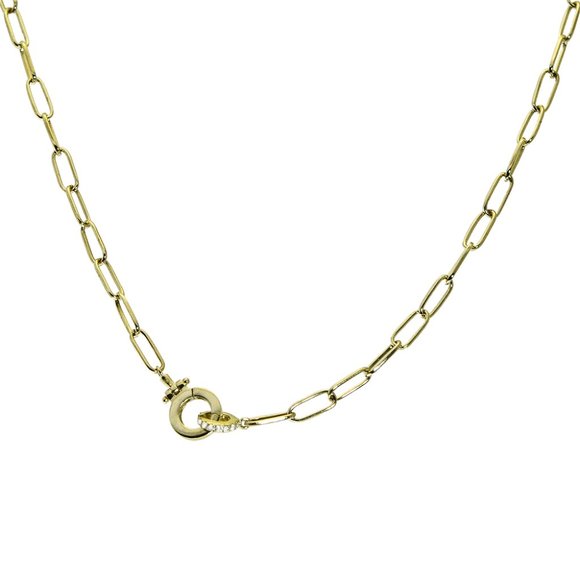 16" Paper Clip Chain 14K Yellow Gold Necklace - Picture 4 of 4